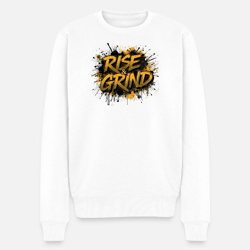 Rise & Grind Graffiti - Männer Premium Bio Pullover - Weiß