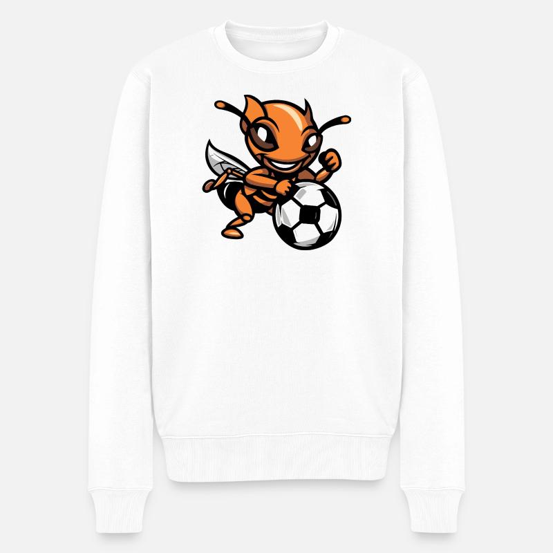 Ameise Fußball Cartoon - Männer Premium Bio Pullover - Weiß