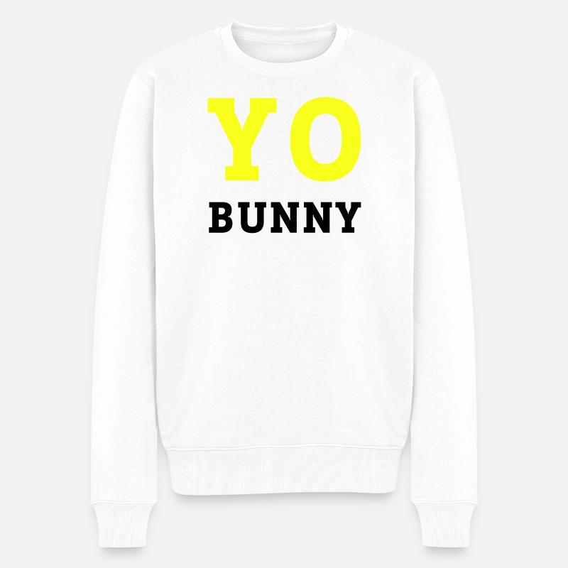 YO BUNNY - Pull Premium bio Homme - blanc