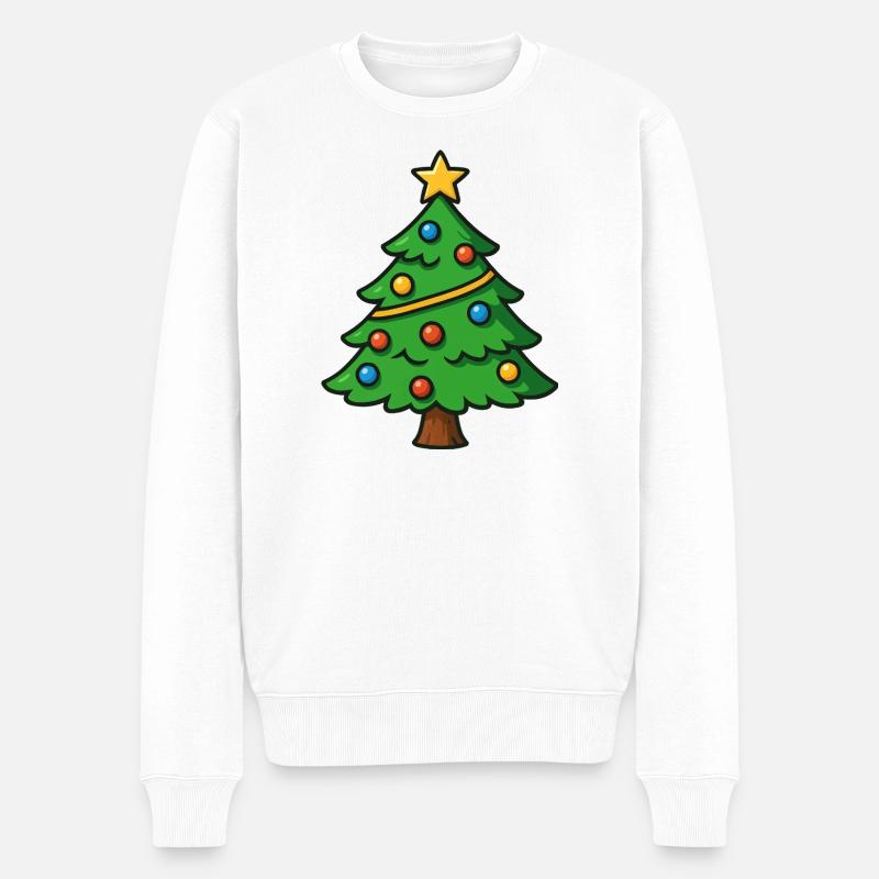 Weihnachtsbaum Cartoon - Männer Premium Bio Pullover - Weiß