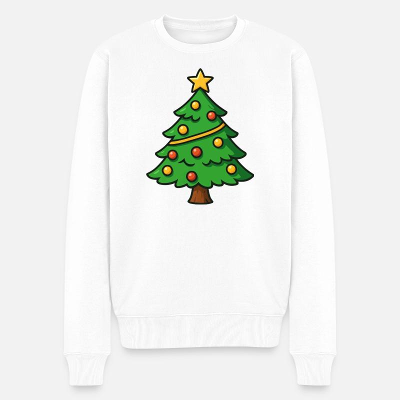 Weihnachtsbaum mit Stern - Männer Premium Bio Pullover - Weiß