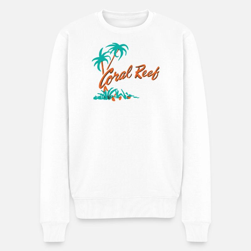 Logo du palmier du récif corallien - Pull Premium bio Homme - blanc