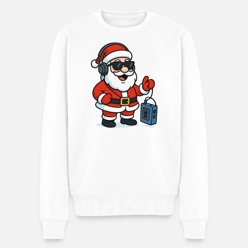 Weihnachts-DJ Santa Groove - Männer Premium Bio Pullover - Weiß