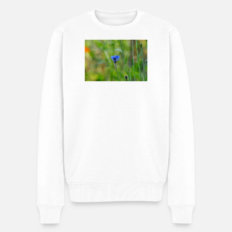 Kornblume  - Männer Premium Bio Pullover - Weiß