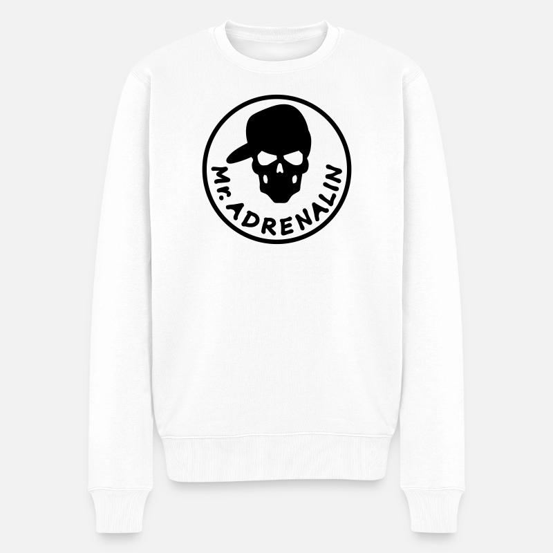 Mr. Adrenalin - Männer Premium Bio Pullover - Weiß