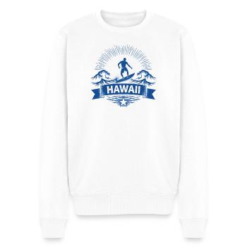 Hawaii Surfer Wellenreiter auf Pazifikwelle - Männer Premium Bio Pullover - Weiß - Vorne - Thijin (182cm)