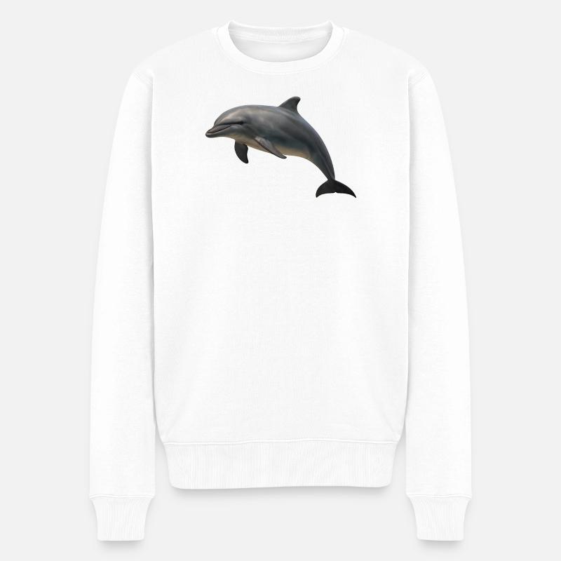 Delfin in sanften Farbtönen - Männer Premium Bio Pullover - Weiß