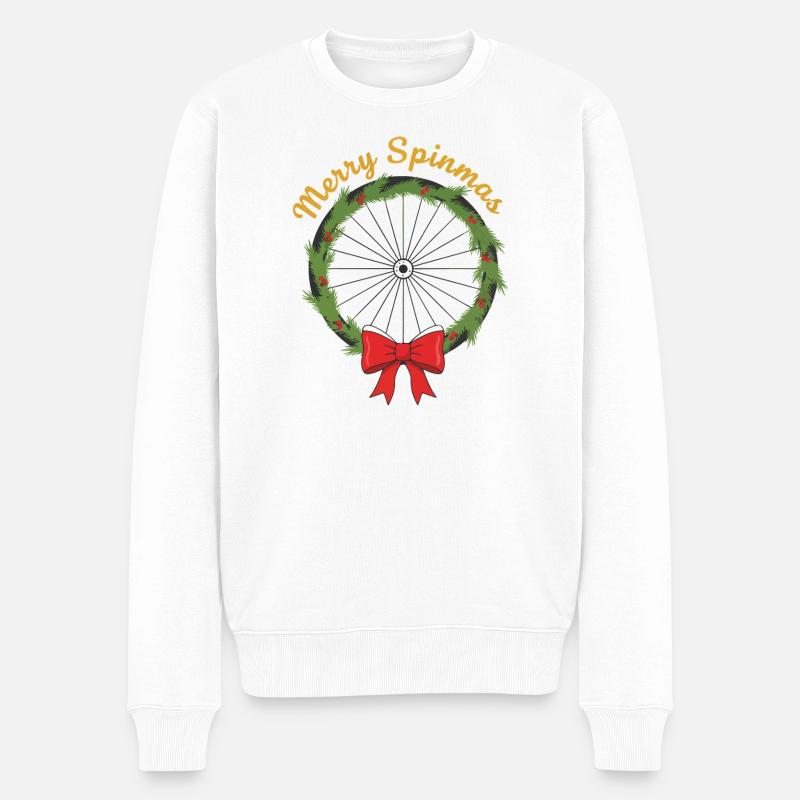 Fröhliche Spinmas Fahrradkranz - Männer Premium Bio Pullover - Weiß
