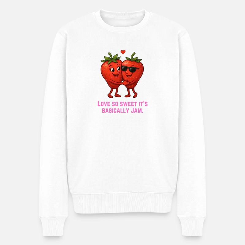 Kuschelige Erdbeeren Liebe Jam Marmelade - Männer Premium Bio Pullover - Weiß
