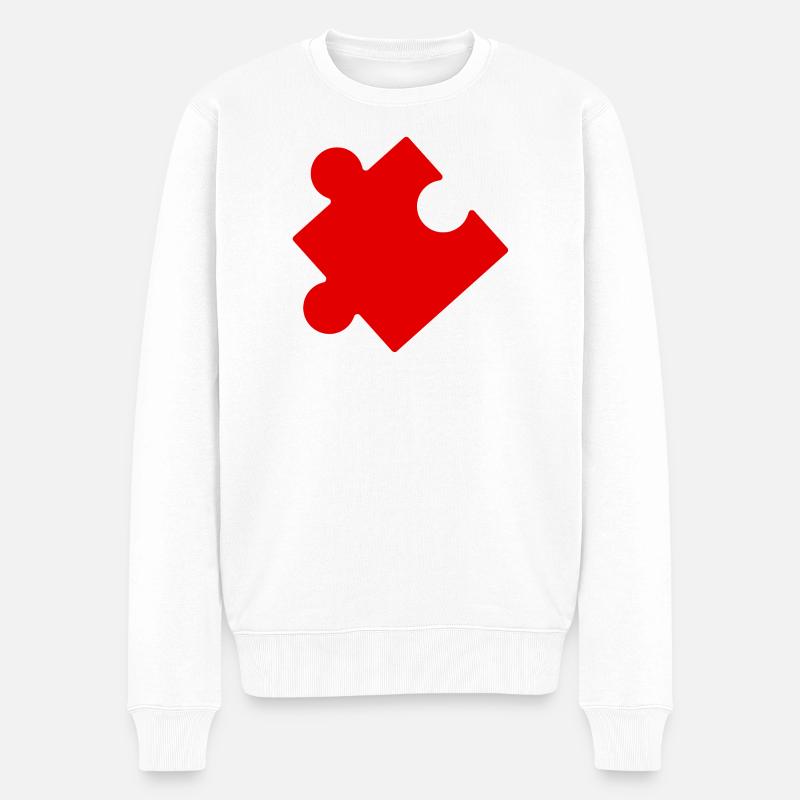 Pièce de puzzle rouge idée cadeau  - Pull Premium bio Homme - blanc