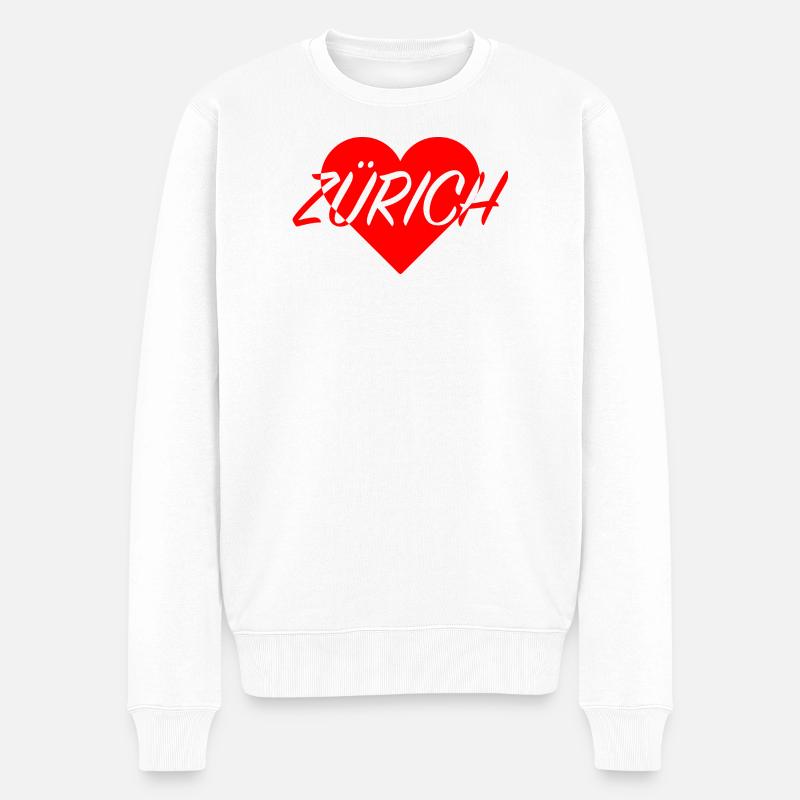 I LOVE ZÜRICH Herzmuster - Männer Premium Bio Pullover - Weiß