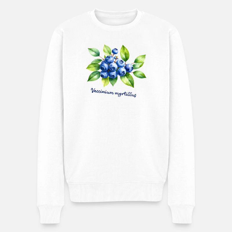 Illustration botanique de myrtille - Pull Premium bio Homme - blanc
