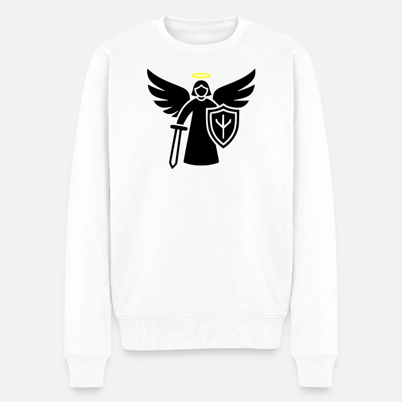 krieger engel piktogramm schild - Männer Premium Bio Pullover - Weiß