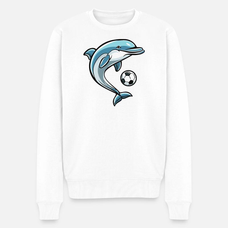 Delfin Fußball - Männer Premium Bio Pullover - Weiß