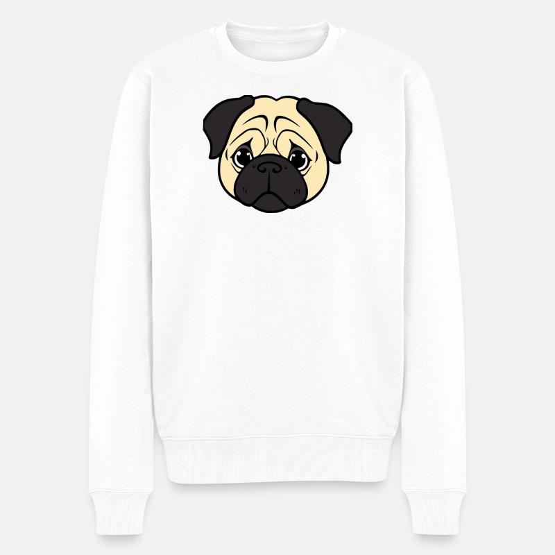 Mops Hunde T-shirt Geschenk Weihnachten - Männer Premium Bio Pullover - Weiß