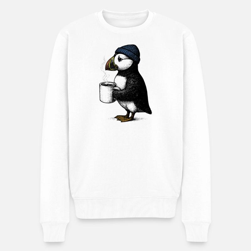 Macareux du café - Pull Premium bio Homme - blanc