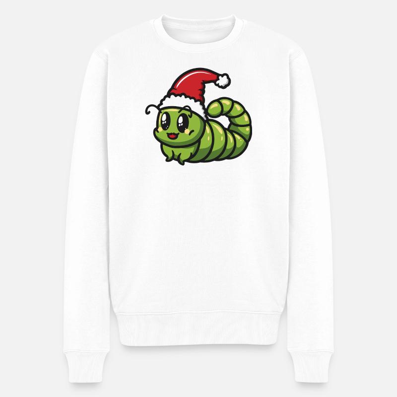 Wurm Weihnachten - Männer Premium Bio Pullover - Weiß