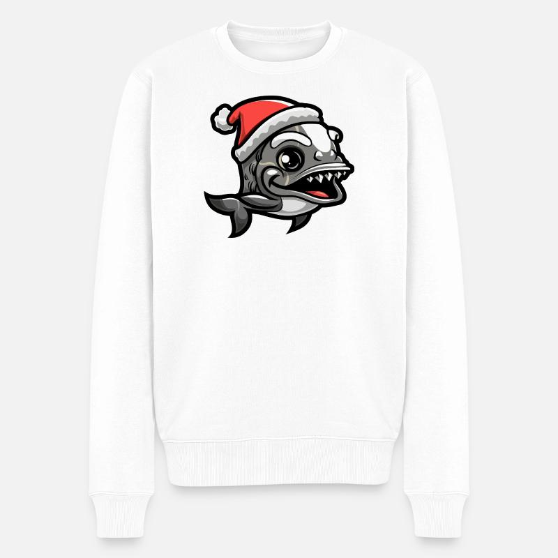 Noël de poisson piranha - Pull Premium bio Homme - blanc