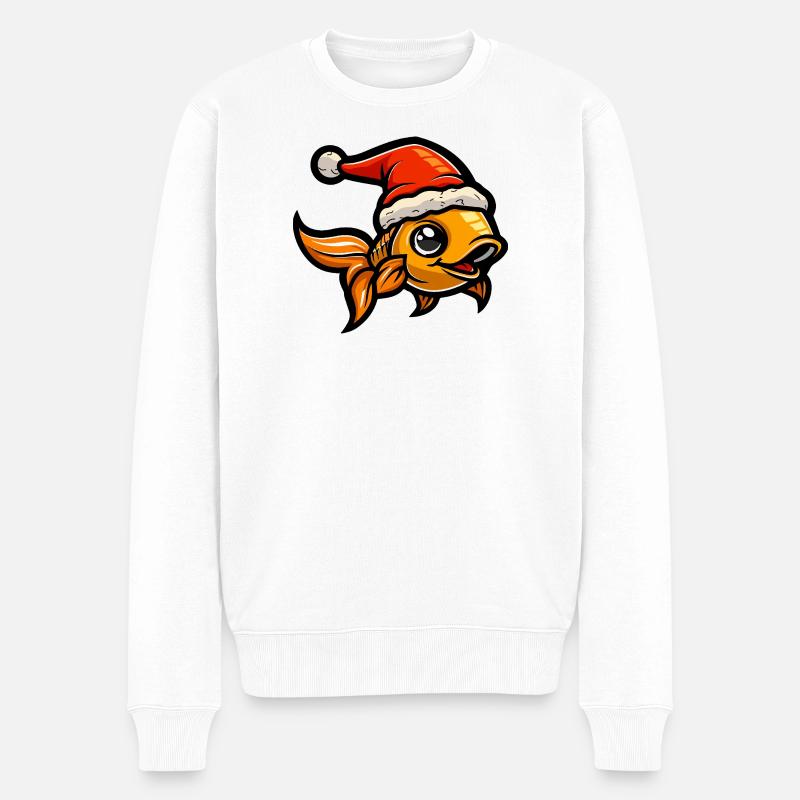 Goldfische Weihnachten - Männer Premium Bio Pullover - Weiß