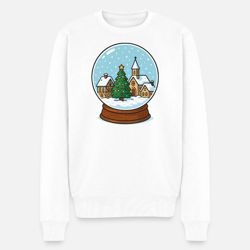 Village d’hiver à Snow Globe - Pull Premium bio Homme - blanc