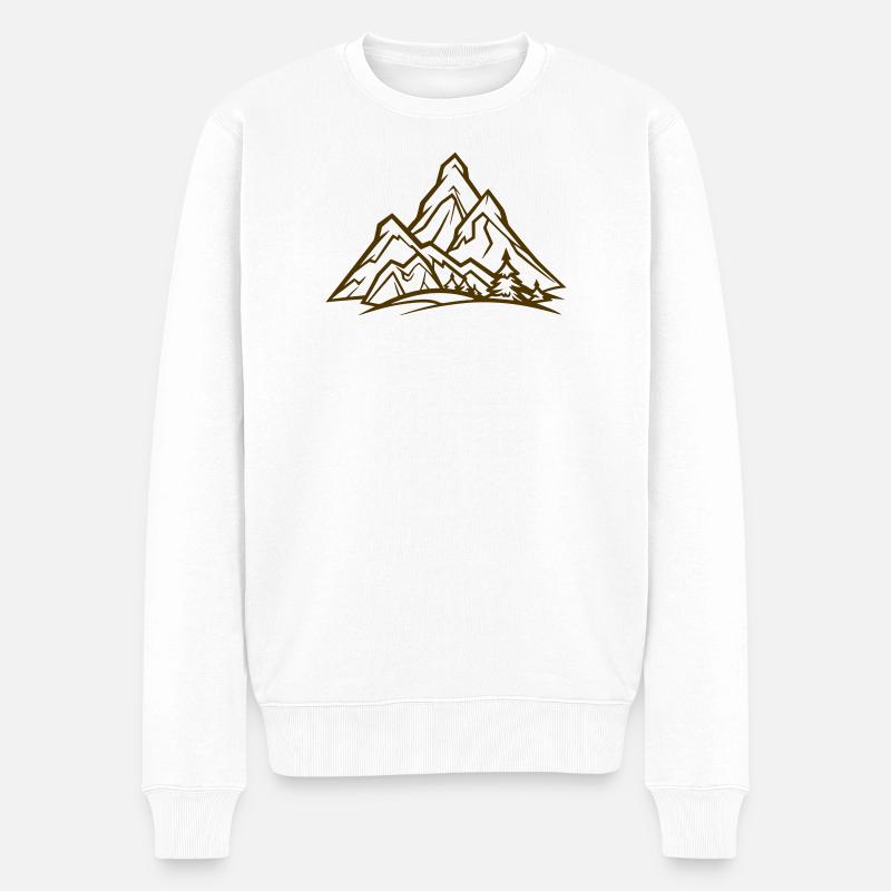 Bergwald Silhouette - Männer Premium Bio Pullover - Weiß