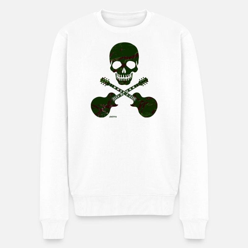 Skull & crossed Guitars - Männer Premium Bio Pullover - Weiß