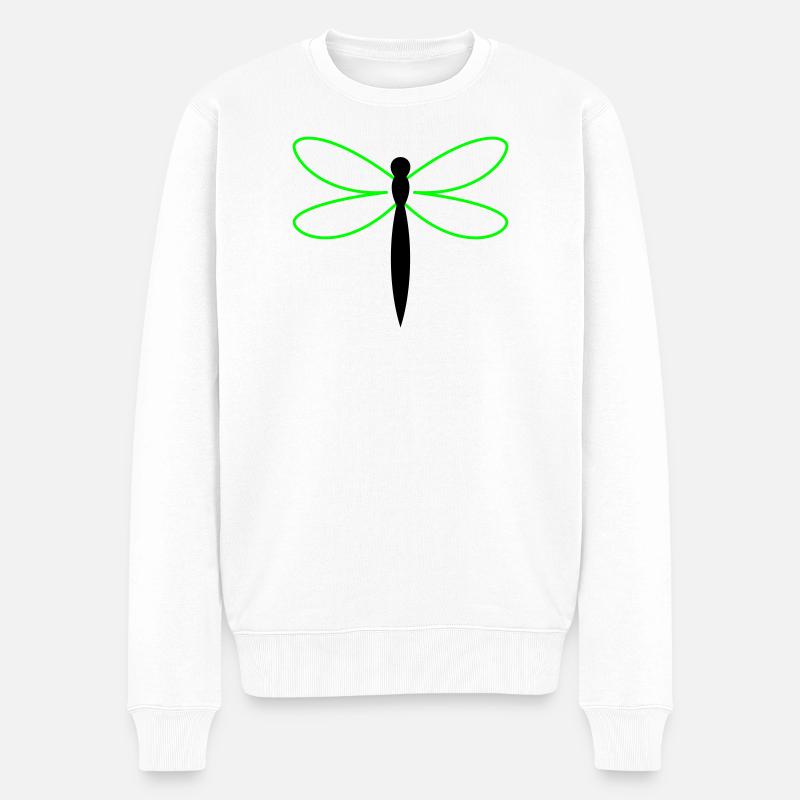 Libelle Silhouette - Männer Premium Bio Pullover - Weiß