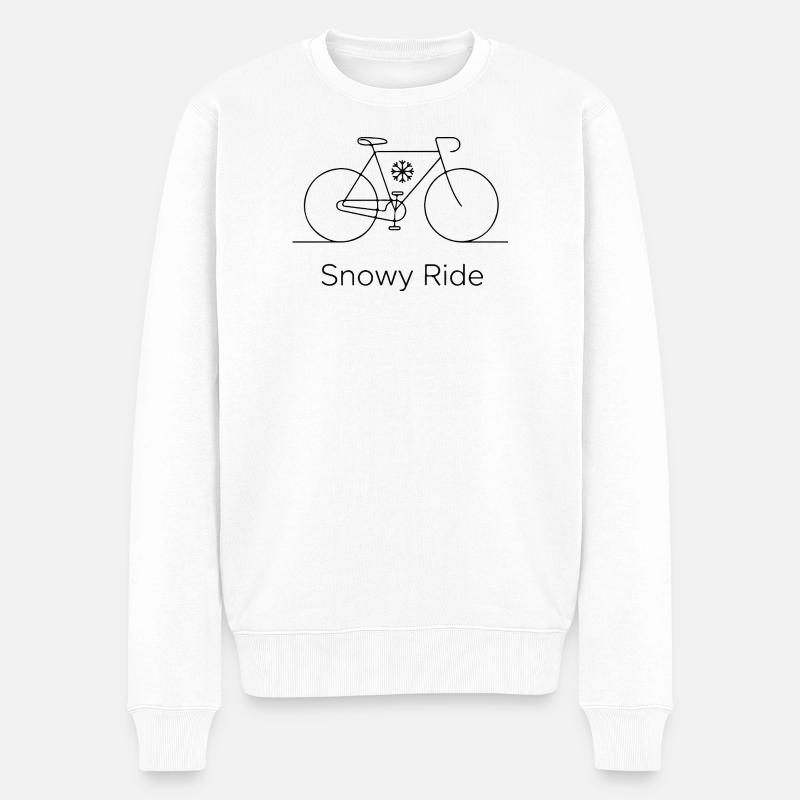Verschneite Fahrt Fahrradkunst - Männer Premium Bio Pullover - Weiß