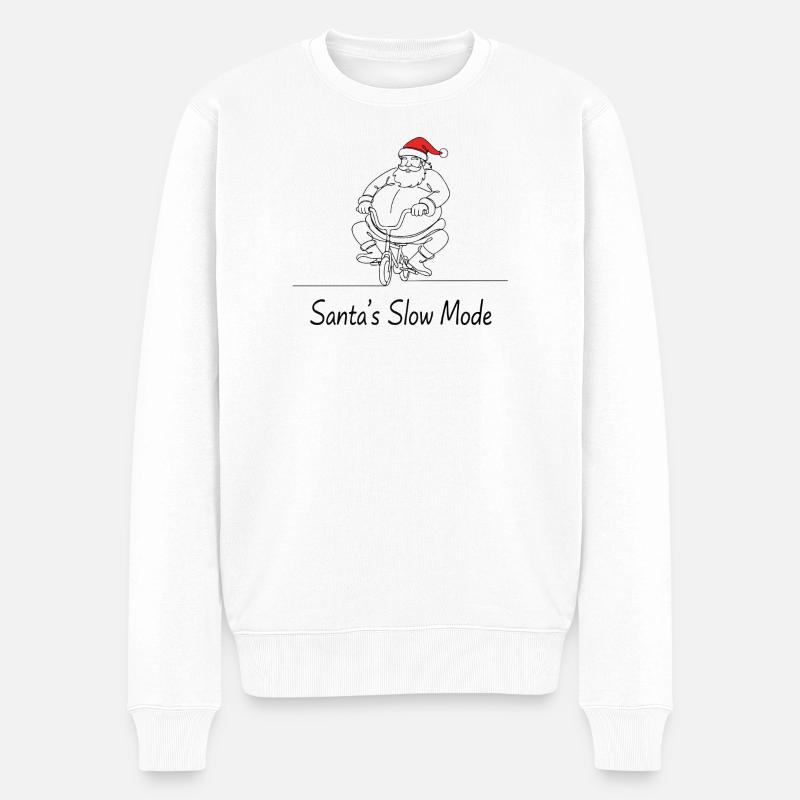 Père Noël à vélo mode lent - Pull Premium bio Homme - blanc