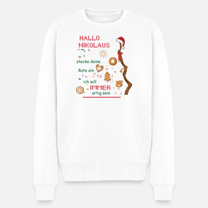 Hallo Nikolaus  - Männer Premium Bio Pullover - Weiß
