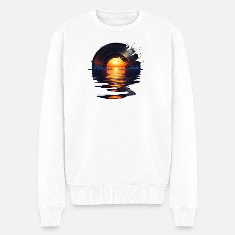 Vinyle Sunset - Le bruit des vagues - Pull Premium bio Homme - blanc