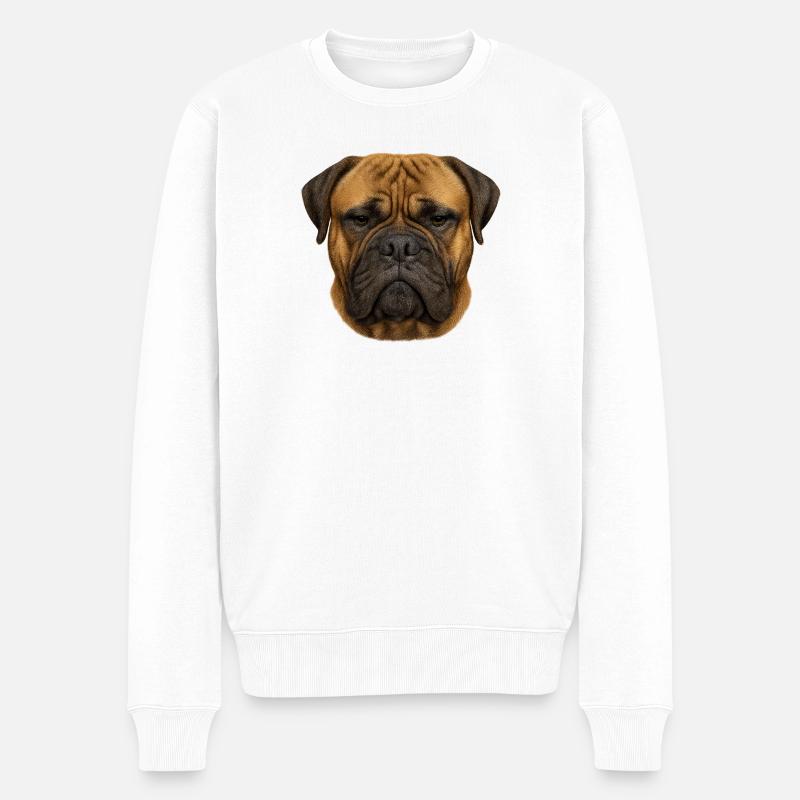 Wuchtkopf Mastiff Portrait - Männer Premium Bio Pullover - Weiß
