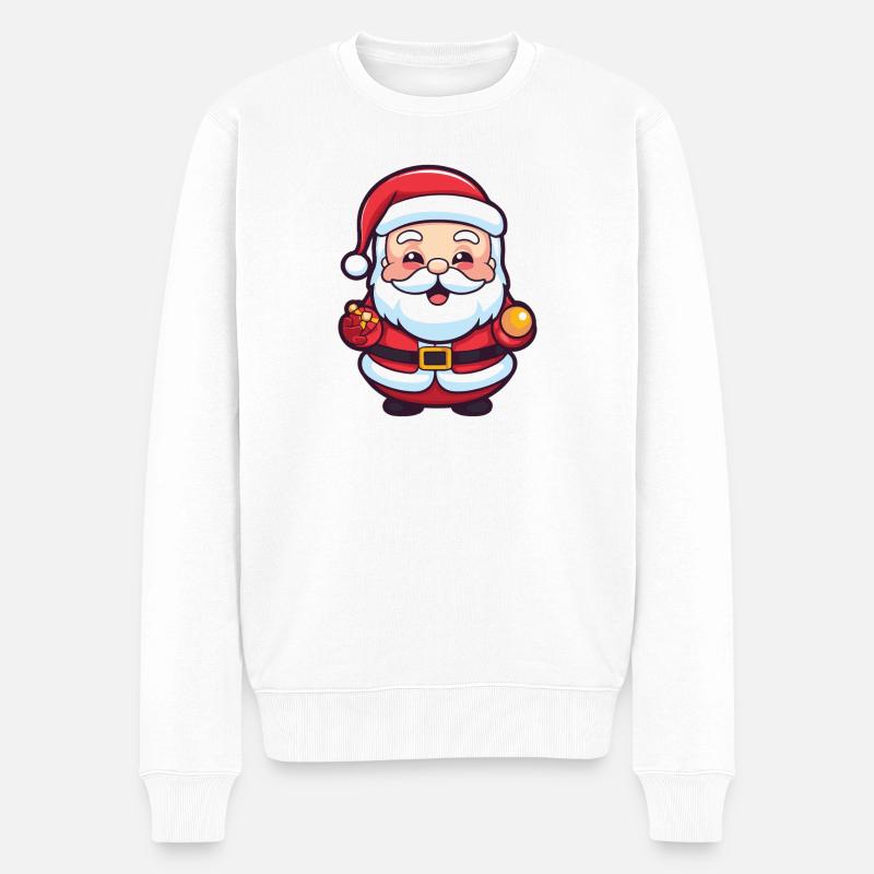 Weihnachtsmann Comic Weihnachten - Männer Premium Bio Pullover - Weiß