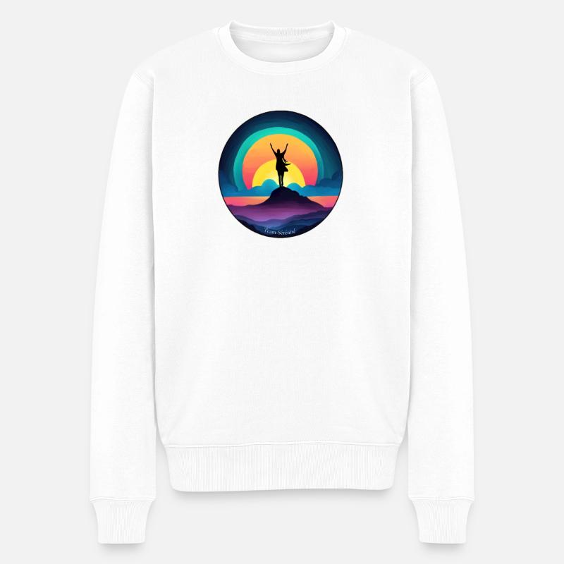 Gelassenheit bei Sonnenaufgang - Männer Premium Bio Pullover - Weiß
