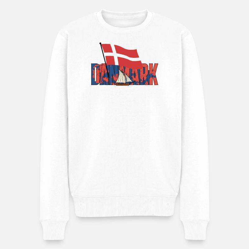 Drapeau et voilier du Danmark - Pull Premium bio Homme - blanc