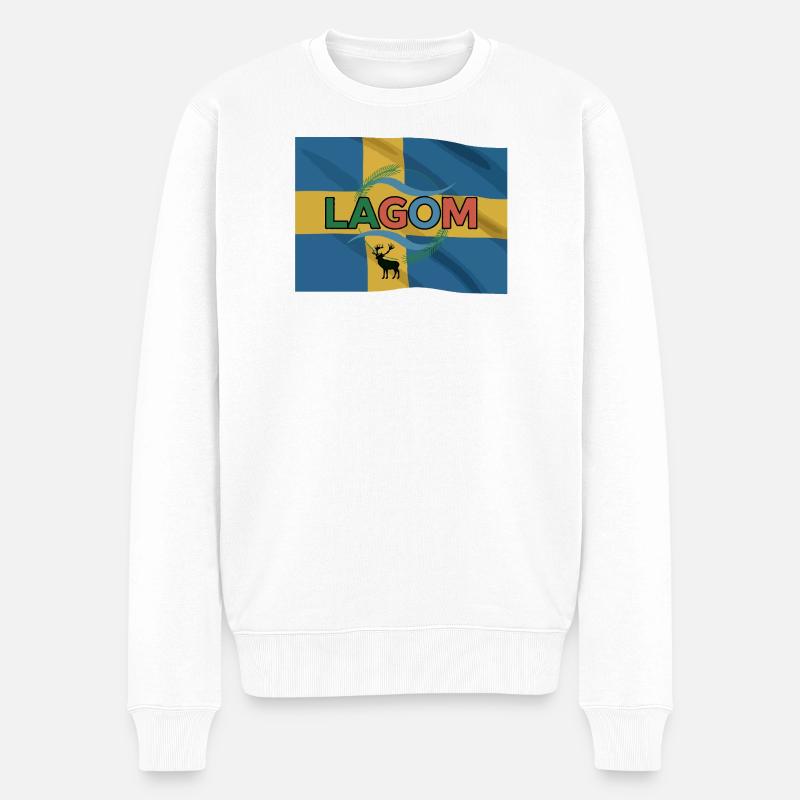 Lagom, Schweden - Männer Premium Bio Pullover - Weiß