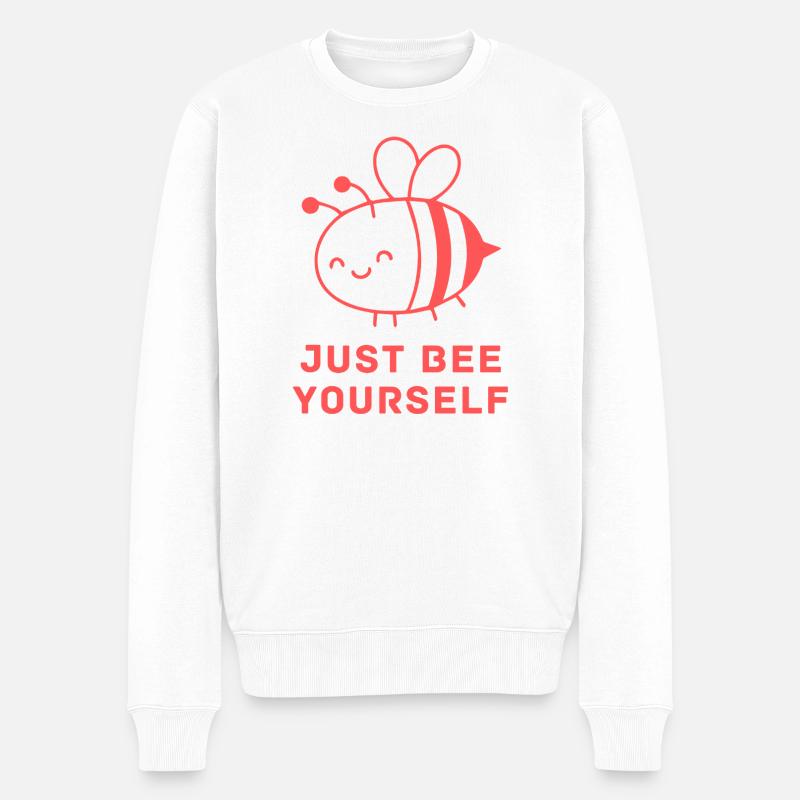 Biene dich einfach niedlich, Bienenlogo - Männer Premium Bio Pullover - Weiß