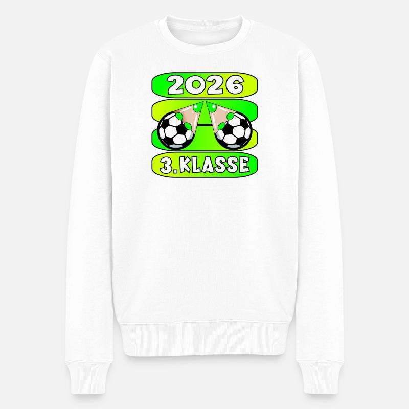 Fußball Grundschule 3. Klasse 2026 - Männer Premium Bio Pullover - Weiß