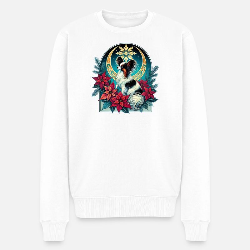 Papillon céleste parmi les poinsettias - Pull Premium bio Homme - blanc