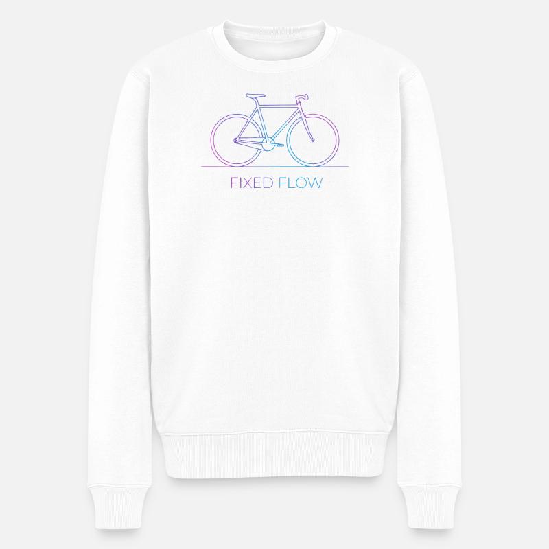 Fahrrad mit fester Strömung - Männer Premium Bio Pullover - Weiß