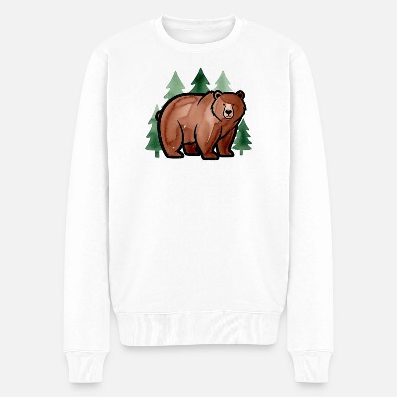 Waldbär in Aquarellstil - Männer Premium Bio Pullover - Weiß