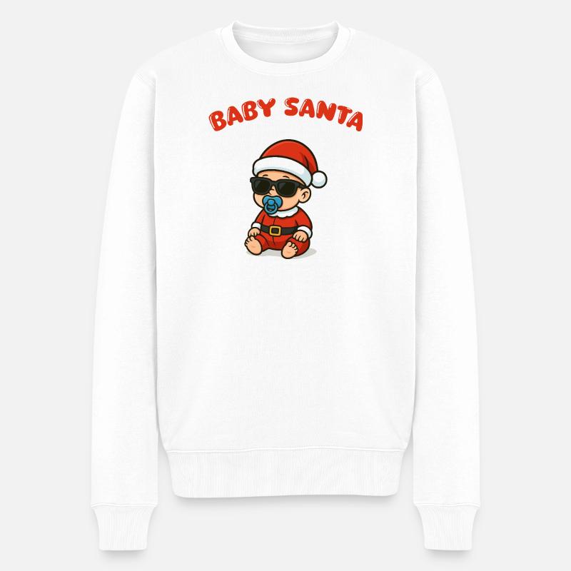 Baby Santa Weihnachten - Männer Premium Bio Pullover - Weiß