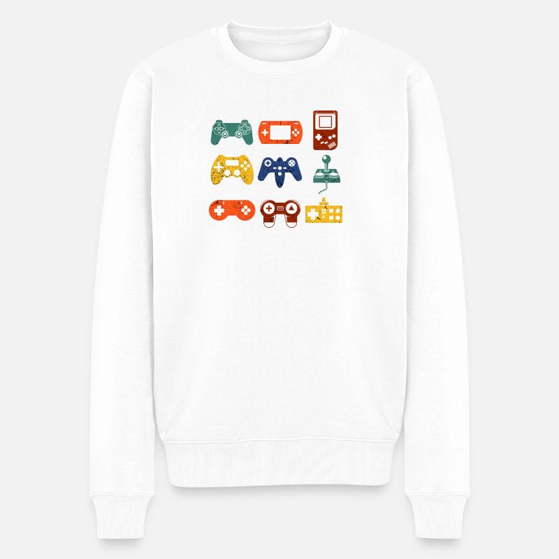 Console de jeux rétro  - Pull Premium bio Homme - blanc