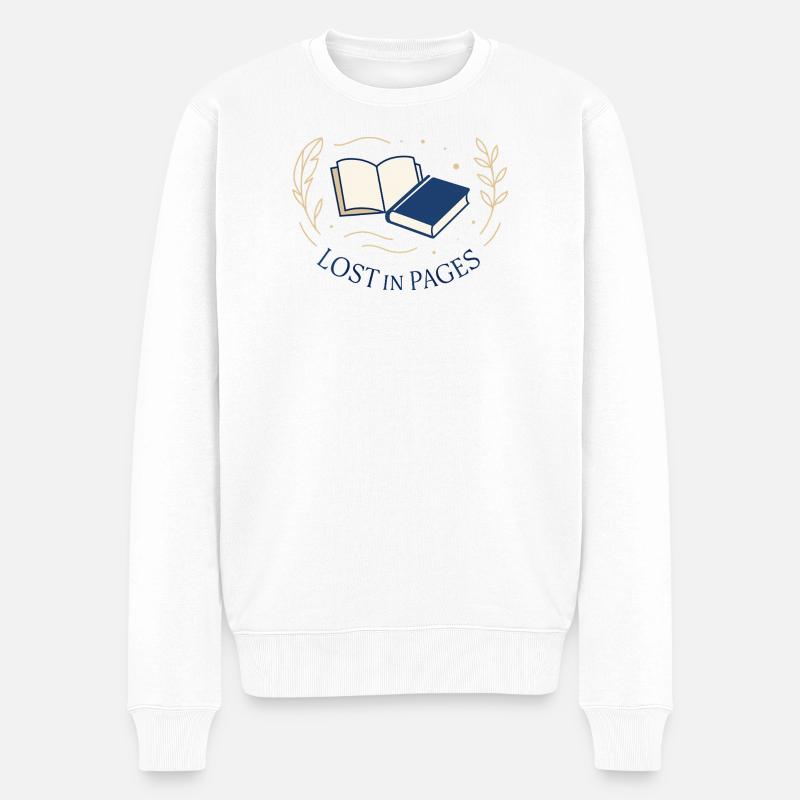 Zwischen den Seiten - Männer Premium Bio Pullover - Weiß