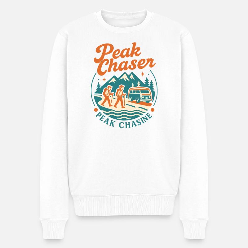 Peak Chaser Abenteuer - Männer Premium Bio Pullover - Weiß