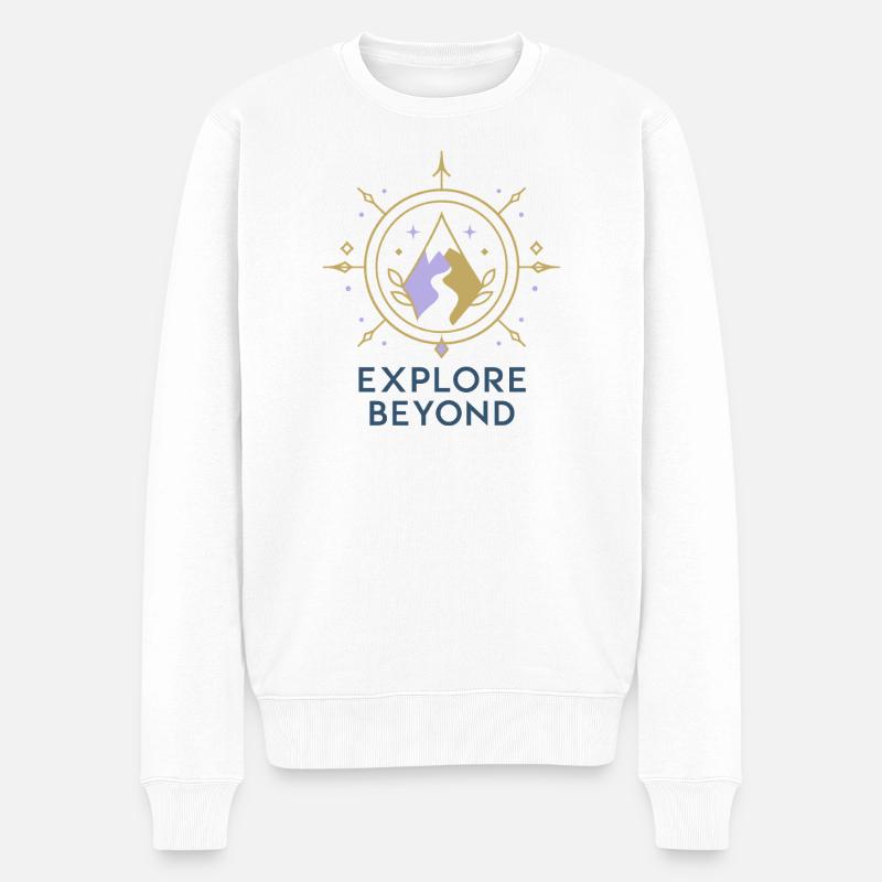 Explore Beyond Kompass - Männer Premium Bio Pullover - Weiß