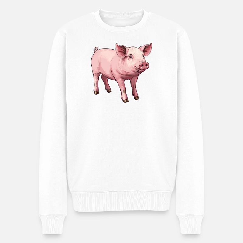 Schweine Schwein - Männer Premium Bio Pullover - Weiß