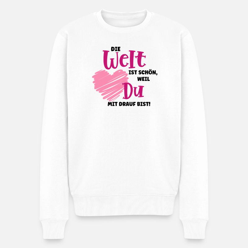 Die Welt ist schön – Liebeserklärung - Männer Premium Bio Pullover - Weiß