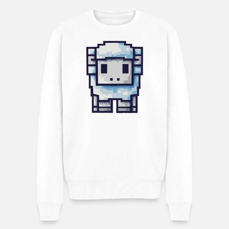 Pixel Sheep - Design rétro mignon - Pull Premium bio Homme - blanc
