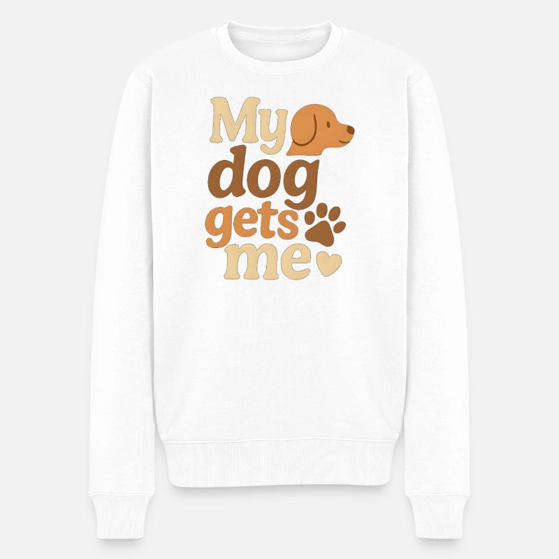 Mein Hund kriegt mich - Männer Premium Bio Pullover - Weiß